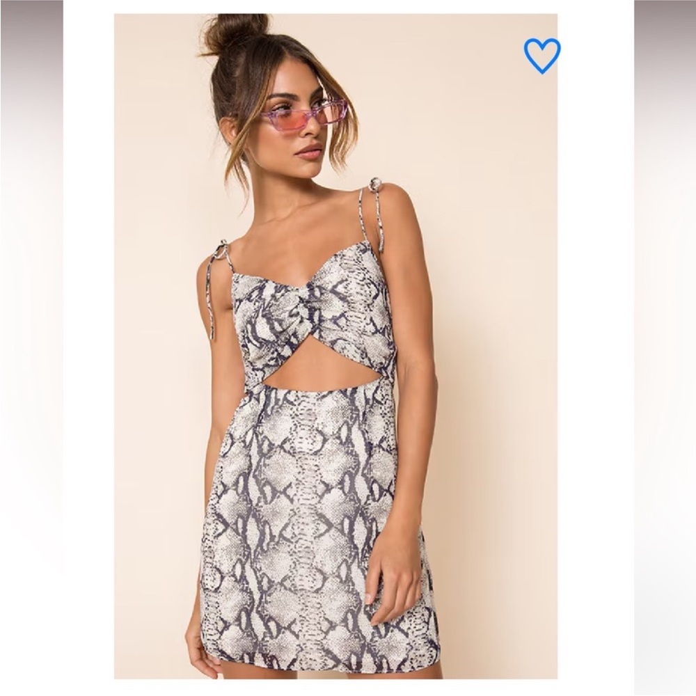 Superdown - Gray Snake Print Racine Flare Mini Dress